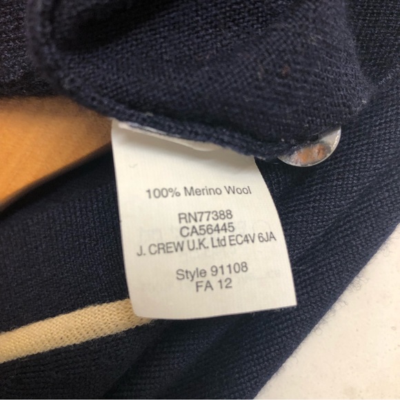 J. Crew navy merino cardigan with tan detail - Picture 2 of 3